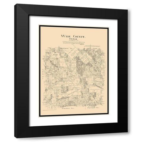 Wise County Texas - Walsh 1879 Black Modern Wood Framed Art Print with Double Matting by Walsh