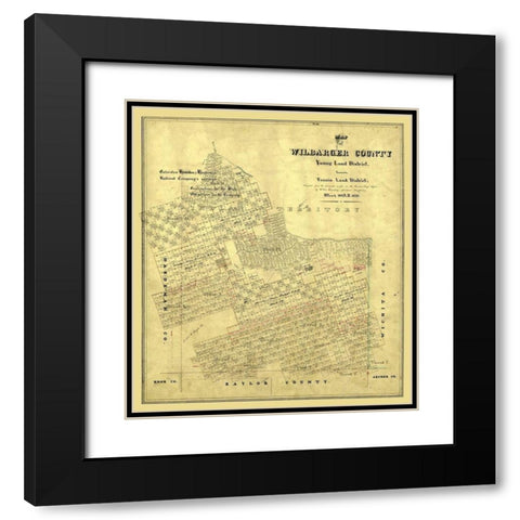 Wilbarger County Texas - Rosenberg 1859 Black Modern Wood Framed Art Print with Double Matting by Rosenberg