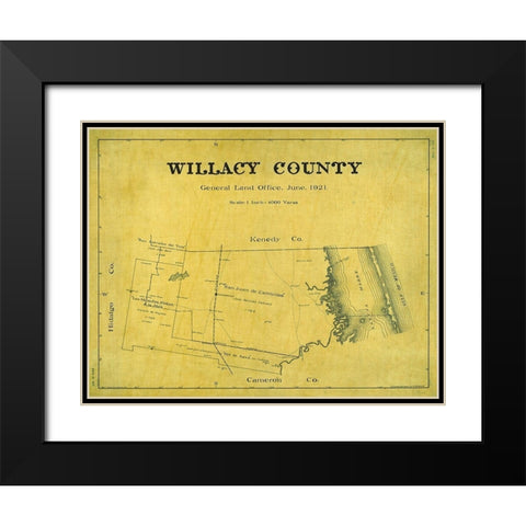 Willacy County Texas - Giles 1921 Black Modern Wood Framed Art Print with Double Matting by Giles