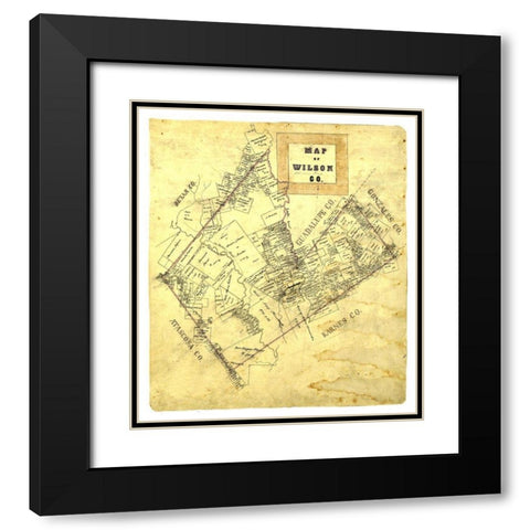 Wilson County Texas -1840 Black Modern Wood Framed Art Print with Double Matting by Unknown
