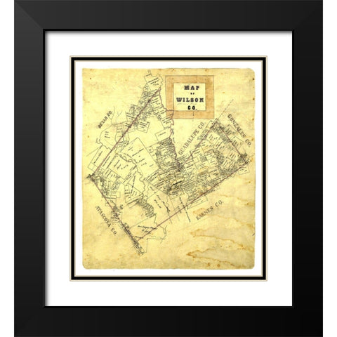 Wilson County Texas -1840 Black Modern Wood Framed Art Print with Double Matting by Unknown