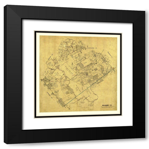 Wilson County Texas - Pressler 1866 Black Modern Wood Framed Art Print with Double Matting by Pressler