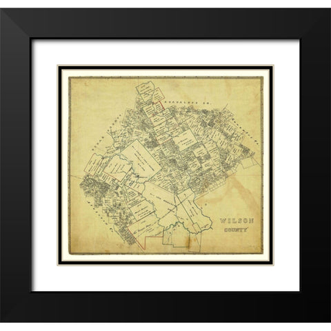 Wilson County Texas -1880 Black Modern Wood Framed Art Print with Double Matting by Unknown