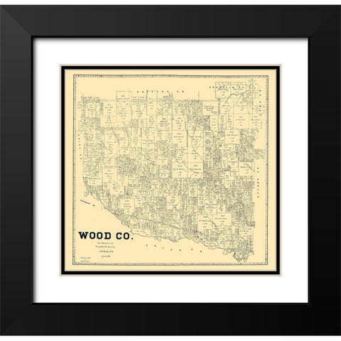 Wood County Texas - Pressler 1895 Black Modern Wood Framed Art Print with Double Matting by Pressler