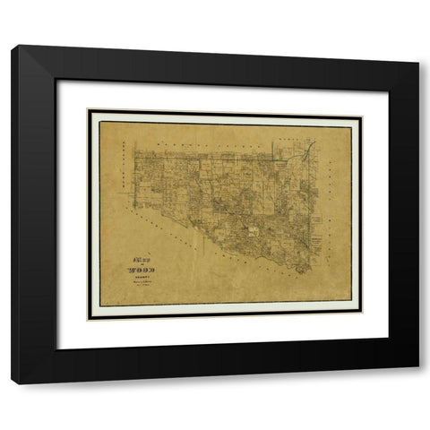 Wood County Texas - Browne 1857 Black Modern Wood Framed Art Print with Double Matting by Browne