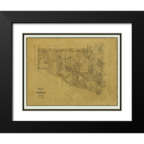 Wood County Texas - Browne 1857 Black Modern Wood Framed Art Print with Double Matting by Browne
