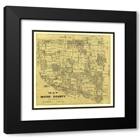 Wood County Texas -1877 Black Modern Wood Framed Art Print with Double Matting by Unknown