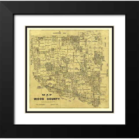 Wood County Texas -1877 Black Modern Wood Framed Art Print with Double Matting by Unknown