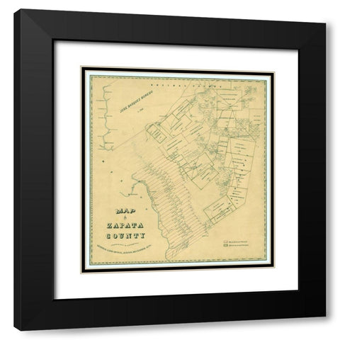 Zapata County Texas - Langermann 1879 Black Modern Wood Framed Art Print with Double Matting by RBADDNEW