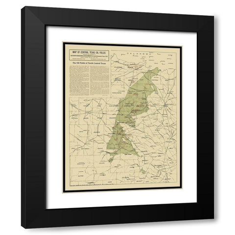 Texas Central Oil Fields - 1918 Black Modern Wood Framed Art Print with Double Matting by Southern Engineering and Development Co