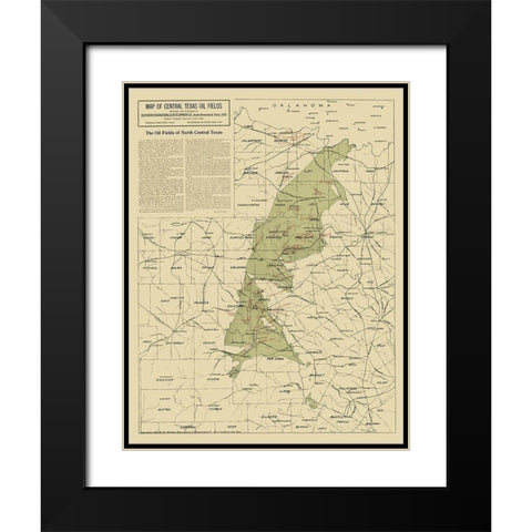 Texas Central Oil Fields - 1918 Black Modern Wood Framed Art Print with Double Matting by Southern Engineering and Development Co