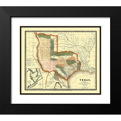 Texas - Burr 1835 Black Modern Wood Framed Art Print with Double Matting by Burr