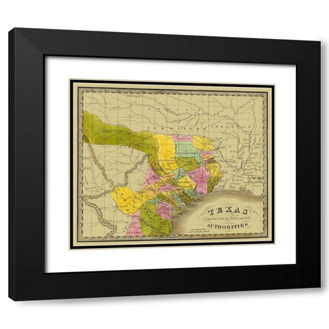 Texas - Greenleaf 1840 Black Modern Wood Framed Art Print with Double Matting by Greenleaf