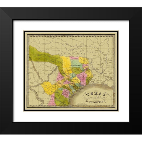 Texas - Greenleaf 1840 Black Modern Wood Framed Art Print with Double Matting by Greenleaf
