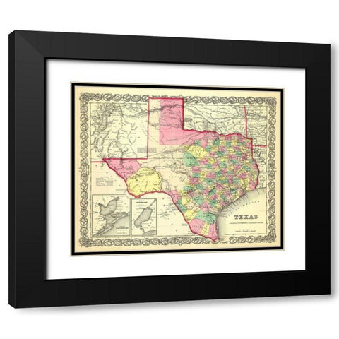 Texas - Colton 1856 Black Modern Wood Framed Art Print with Double Matting by Colton