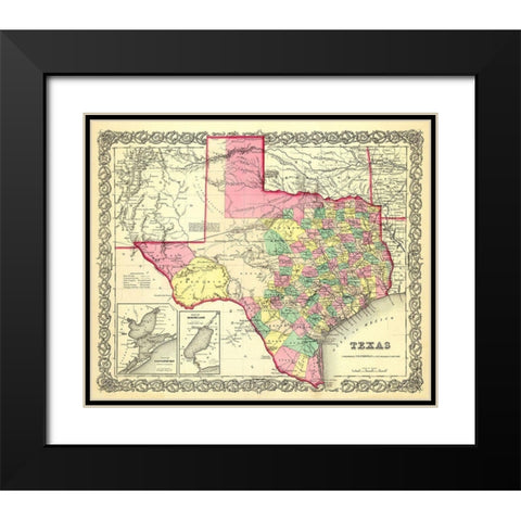 Texas - Colton 1856 Black Modern Wood Framed Art Print with Double Matting by Colton