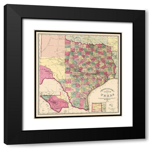 Texas - Pressler 1867 Black Modern Wood Framed Art Print with Double Matting by Pressler