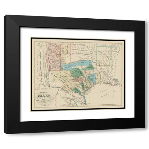 Texas, Colorado, with Red River Land Grants 1821 Black Modern Wood Framed Art Print with Double Matting by Land Co