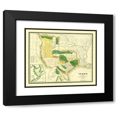 Texas - Burr 1834 Black Modern Wood Framed Art Print with Double Matting by Burr