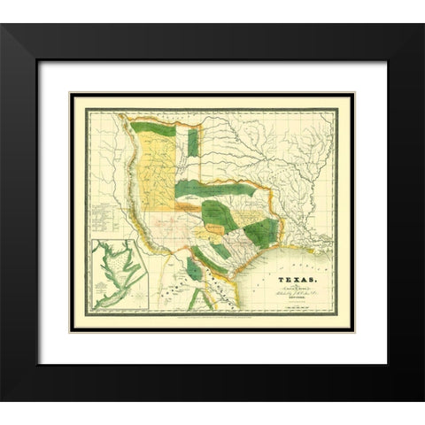 Texas - Burr 1834 Black Modern Wood Framed Art Print with Double Matting by Burr
