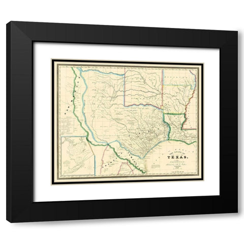 Texas - Burr 1846 Black Modern Wood Framed Art Print with Double Matting by Burr