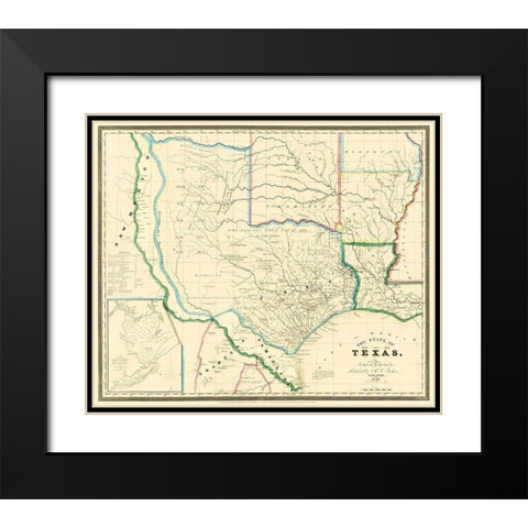 Texas - Burr 1846 Black Modern Wood Framed Art Print with Double Matting by Burr