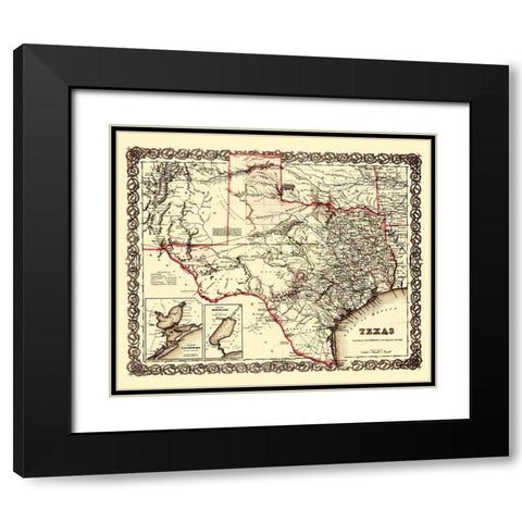 Texas, Galveston Bay, Sabine Lake Plans Black Modern Wood Framed Art Print with Double Matting by Colton
