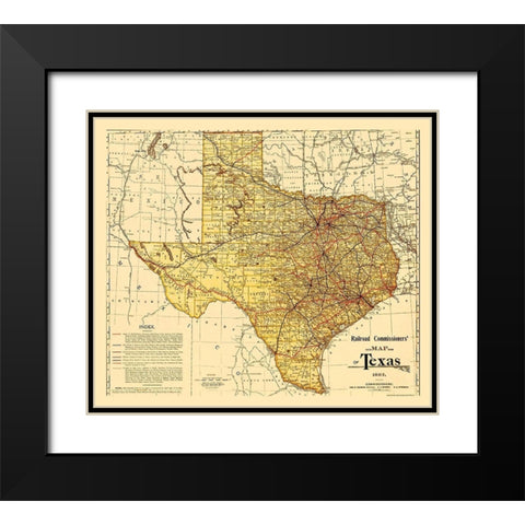 Railroad Commissioners Map of Texas 1897 Black Modern Wood Framed Art Print with Double Matting by Unknown