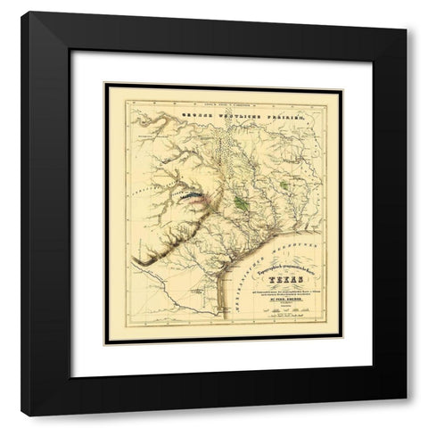 Texas showing the Alamo - Roemer 1849 Black Modern Wood Framed Art Print with Double Matting by Roemer