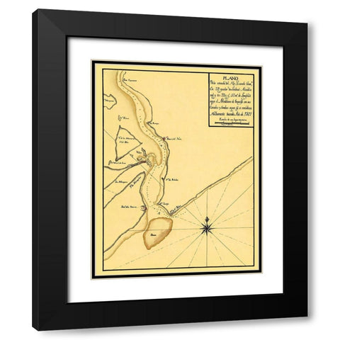 Mouth of The Rio Grande - 1767 Black Modern Wood Framed Art Print with Double Matting by Unknown