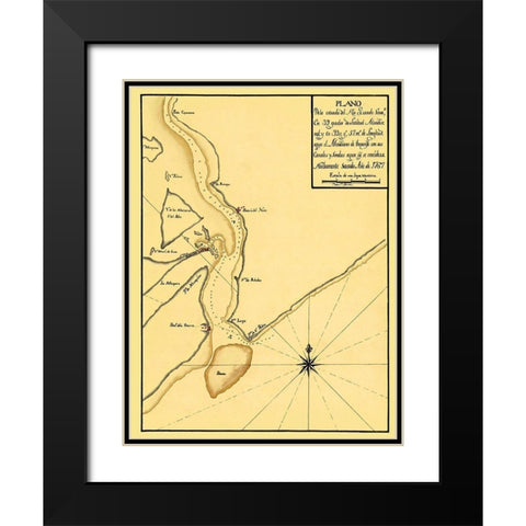 Mouth of The Rio Grande - 1767 Black Modern Wood Framed Art Print with Double Matting by Unknown