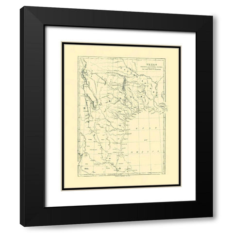 Texas, Route of 1st Santa Fe Express - Harper 1844 Black Modern Wood Framed Art Print with Double Matting by Harper