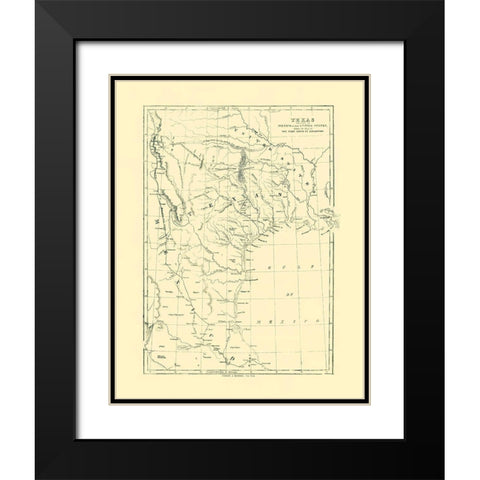 Texas, Route of 1st Santa Fe Express - Harper 1844 Black Modern Wood Framed Art Print with Double Matting by Harper