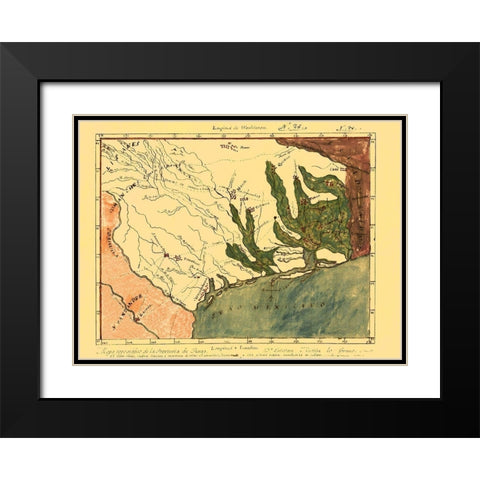Province of Mexican Texas - 1820 Black Modern Wood Framed Art Print with Double Matting by Unknown