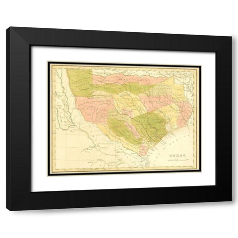 Texas with Grants and Indian Territory - 1819 Black Modern Wood Framed Art Print with Double Matting by Unknown