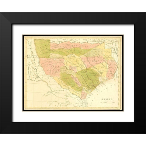 Texas with Grants and Indian Territory - 1819 Black Modern Wood Framed Art Print with Double Matting by Unknown