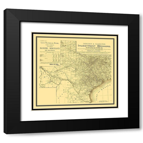 Texas - Imboden and Hamilton 1889 Black Modern Wood Framed Art Print with Double Matting by Imboden