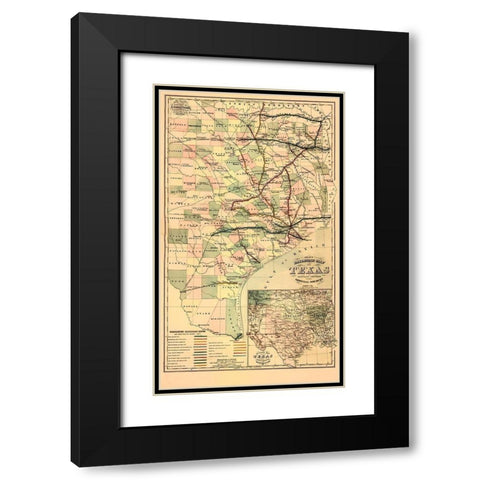 GrayS Railroad Map - 1877 Black Modern Wood Framed Art Print with Double Matting by Unknown