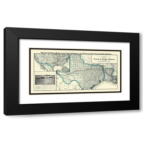 Texas and Pacific Railway with Connections 1903 Black Modern Wood Framed Art Print with Double Matting by Woodward