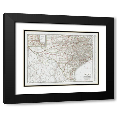 Texas and Northern Mexico - Clason 1931 Black Modern Wood Framed Art Print with Double Matting by Clason
