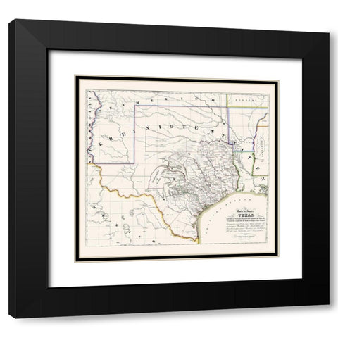 Texas - Association for German Immigrants 1851 Black Modern Wood Framed Art Print with Double Matting by Association for German Immigrants