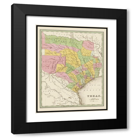 Texas Eastern Landowner Grants - Bradford 1838 Black Modern Wood Framed Art Print with Double Matting by Bradford
