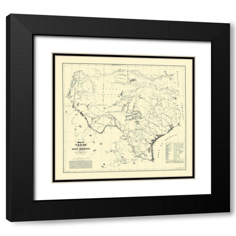 Texas, Eastern New Mexico - Dunnovant 1857 Black Modern Wood Framed Art Print with Double Matting by Dunnovant
