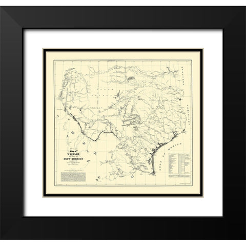 Texas, Eastern New Mexico - Dunnovant 1857 Black Modern Wood Framed Art Print with Double Matting by Dunnovant