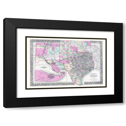 Texas, New Mexico and Indian Territory Black Modern Wood Framed Art Print with Double Matting by Gamble