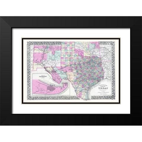 Texas, New Mexico and Indian Territory Black Modern Wood Framed Art Print with Double Matting by Gamble