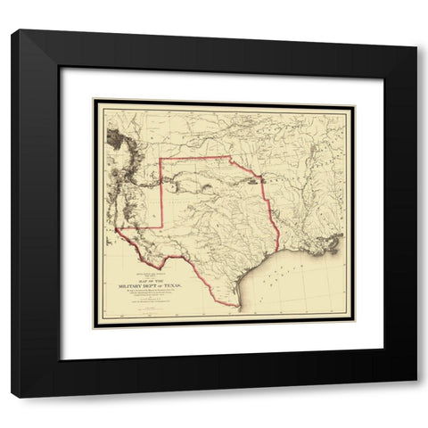 Texas Territory Map - Humphreys 1859 Black Modern Wood Framed Art Print with Double Matting by Humphreys