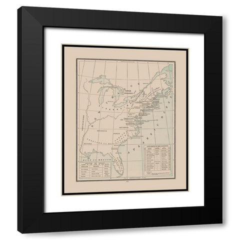 Colonial Indian Nations - Cram 1892 Black Modern Wood Framed Art Print with Double Matting by Cram