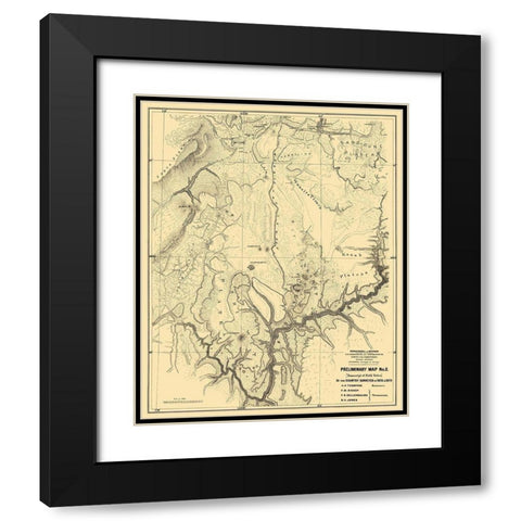 Grand Canyon Arizona - 1873 Black Modern Wood Framed Art Print with Double Matting by Powell