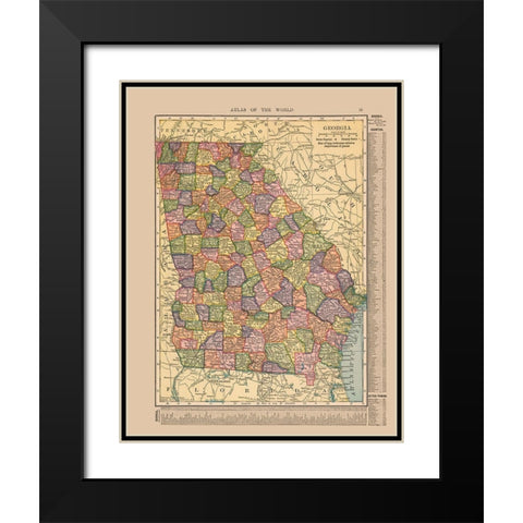Georgia - Hammond 1910 Black Modern Wood Framed Art Print with Double Matting by Hammond